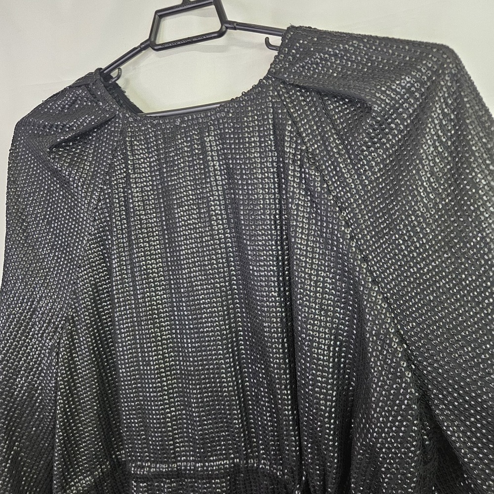 Something Navy Women Black Sequined Drawstring‎ Raglan Mini Dress XXL NWT - Picture 4 of 16